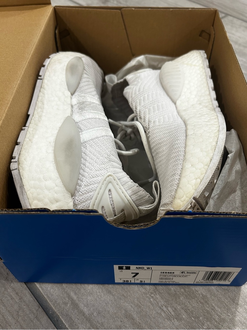 Women's White Knit Adida Running Sneakers Size 7